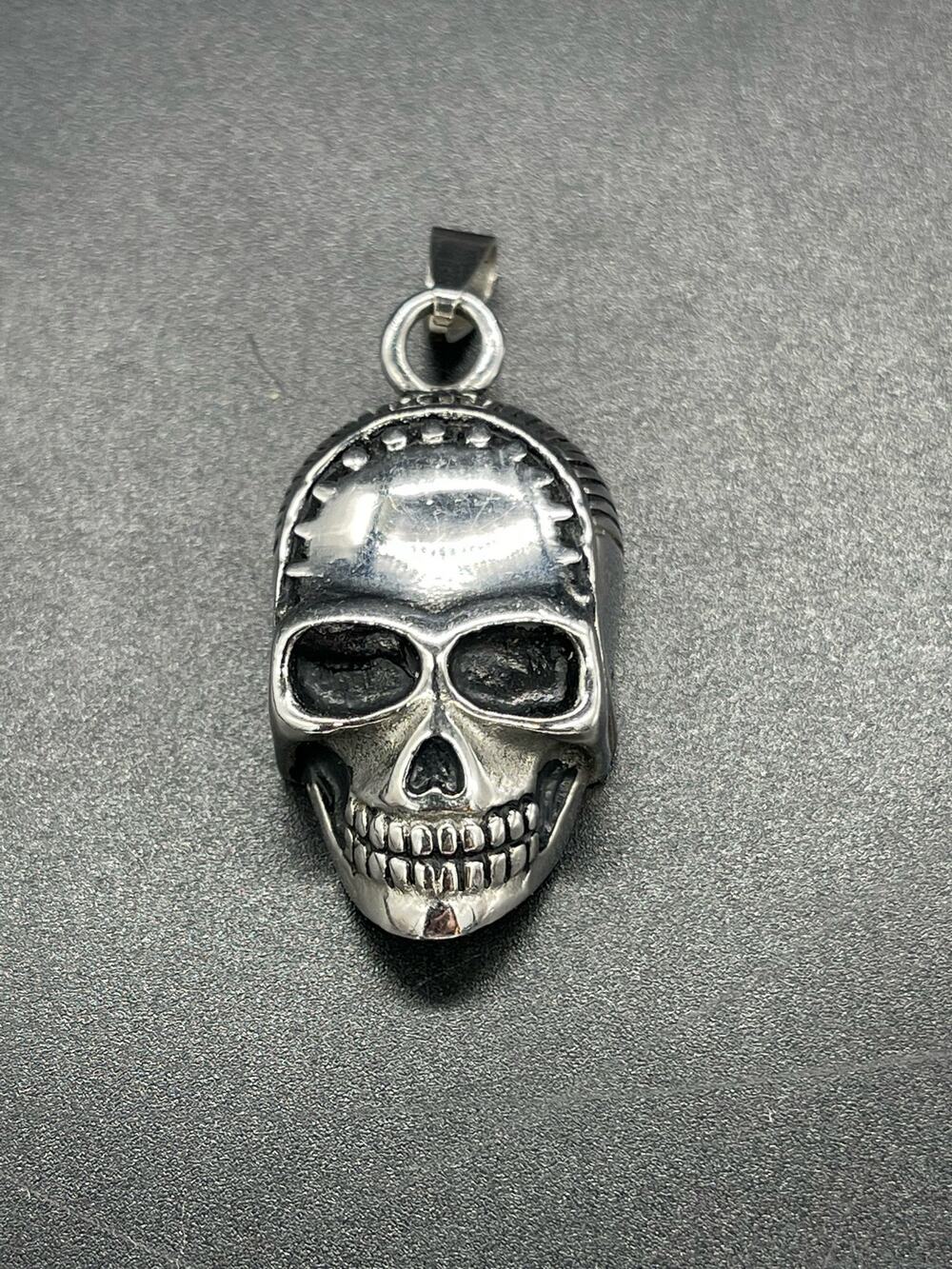 Men’s Skull Biker Pendant Stainless Steel Gothic